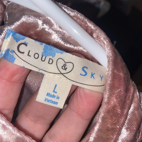 Crushed pink velvet blouse mock neck size L - Picture 2 of 3